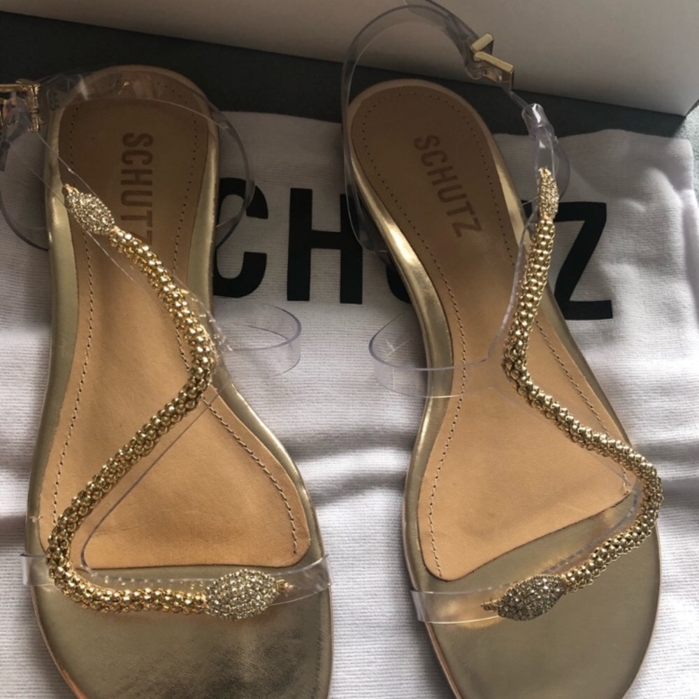 Designer SCHUTZ gold embellished sandals - Picture 6 of 6